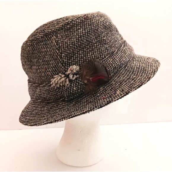 Hanna Hats Ireland Handcrafted Brown Tweed New Wool Walking Hat Mens M - Picture 2 of 12